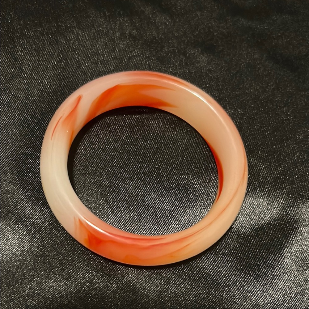 Elegant Orange and Cream Bangle Bracelet